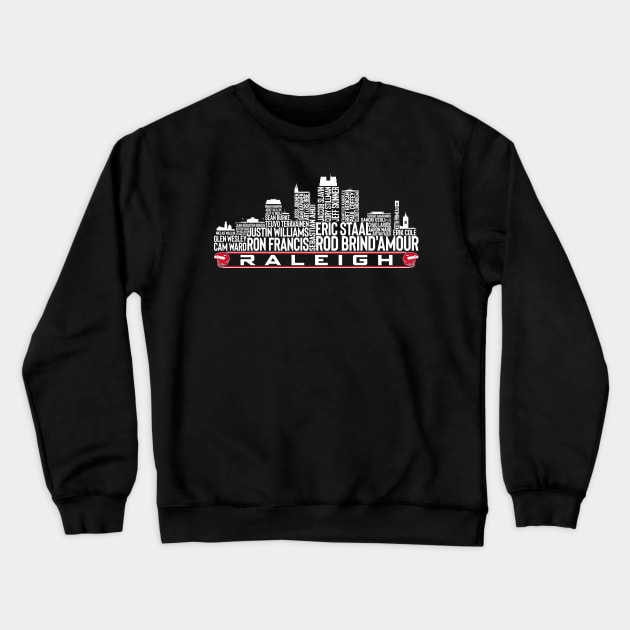 Carolina Hockey Team All Time Legends, Raleigh City Skyline Crewneck Sweatshirt by Legend Skyline